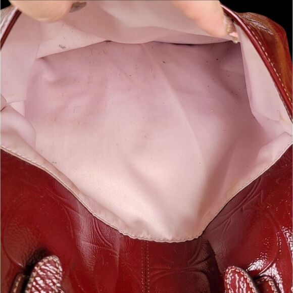 Coach F19818 Signature North South Tote Embossed Patent Leather Satchel - Picture 6 of 10